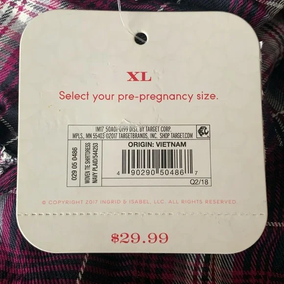 NWT Isabel Maternity Plaid Shirt Dress XL - Picture 3 of 6